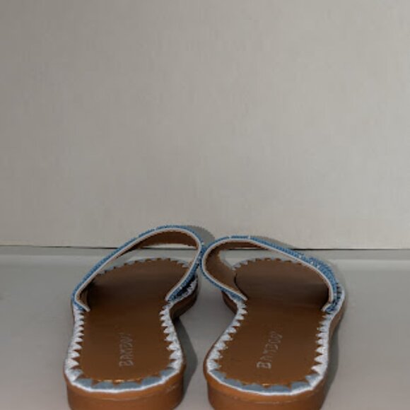 Bamboo Blue and White Beaded Open Toe Slip On Slide Sandals Women's Size 8 NWT - Picture 5 of 7